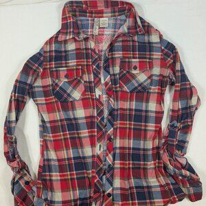 Bella D Plaid Button Down Top